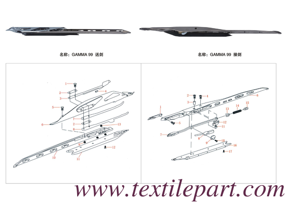 BE212503 LH GRIPPER BE210503 RH GRIPPER GAMMA99 PICANOL RAPIER PARTI di tela